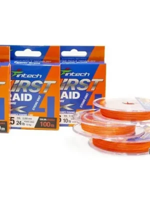 Značkový Intech First Splétaná Šňůra Braided Line Braid X4 Orange 150 m - 0,205 mm 10 kg