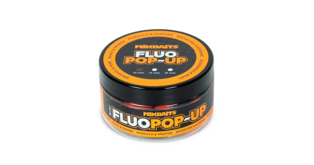 Výprodej Mikbaits Mini Plovoucí Boilie Fluo 100 ml 10 mm - Broskev Pepř