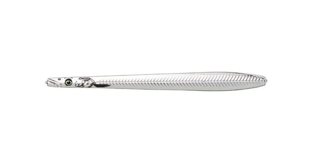 Originální Savage Gear Line Thru Sandeel Nail Silver Plating - 10 cm 16 g