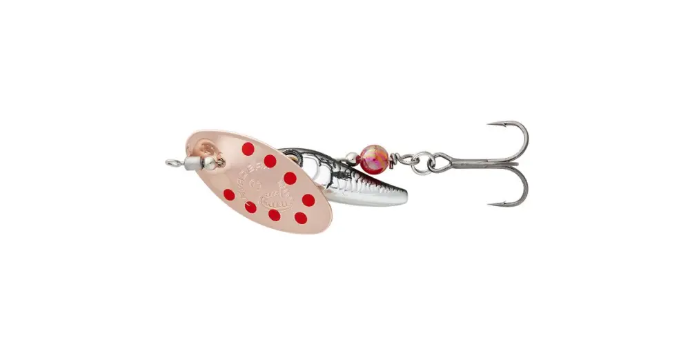 Originální Savage Gear Třpytka Sticklebait Spinner Copper Red Dots