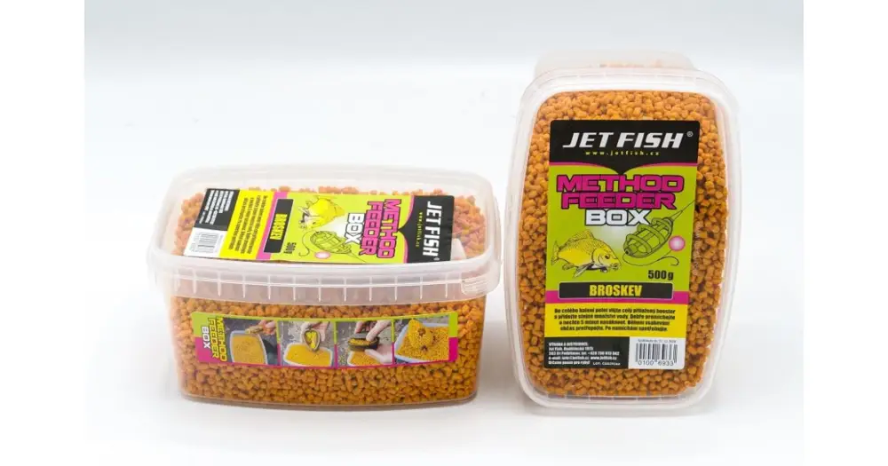 Časově Omezené Jet Fish Pelety Feeder Method Box 500 g - Broskev