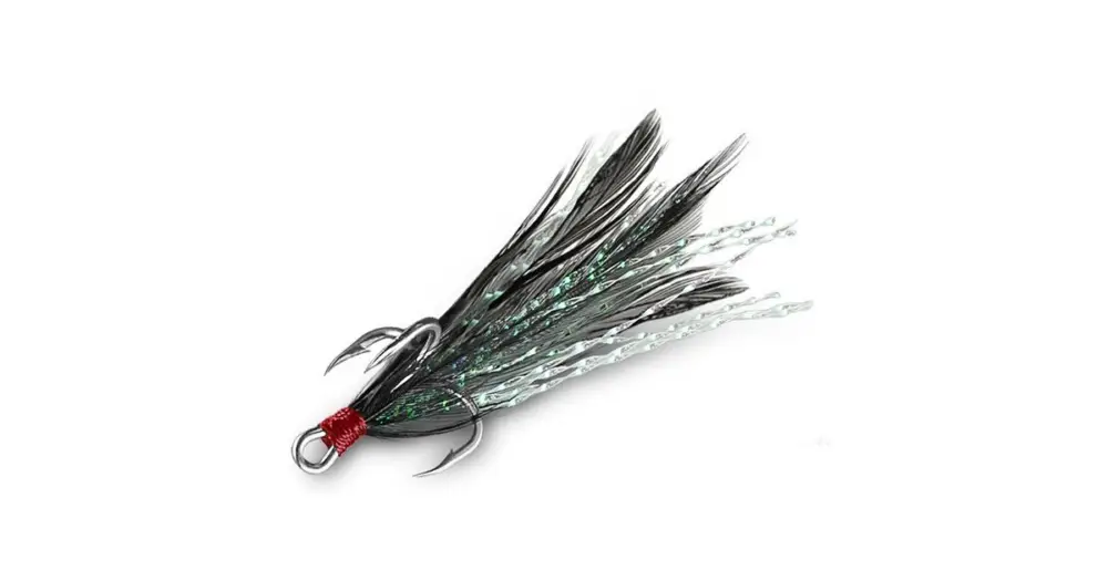 Delphin Trojháček Bird Hook Triple Černá Pírka 3 ks - Velikost 8 Autentický