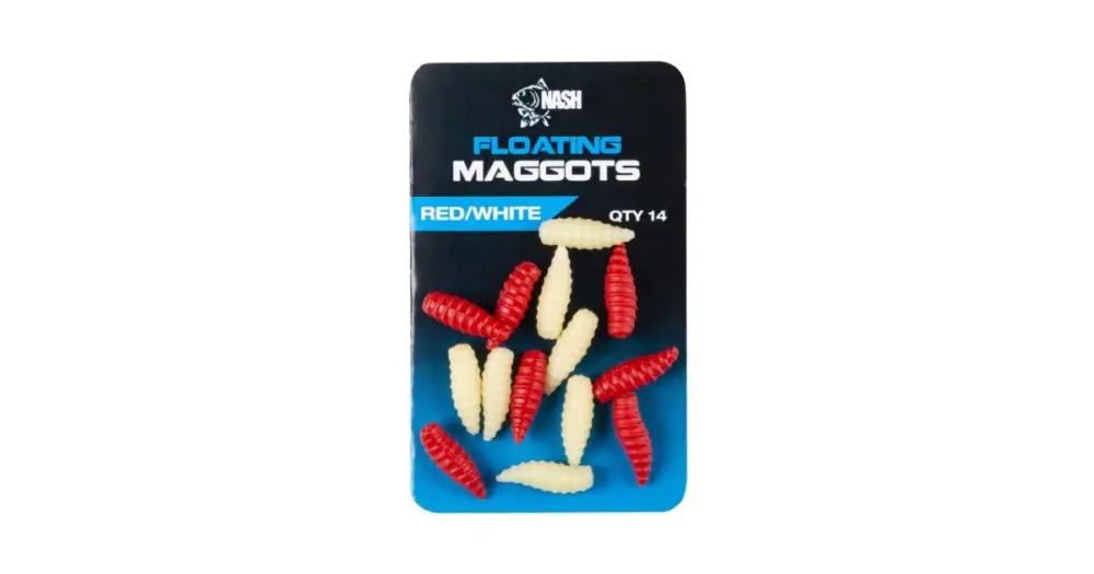 Super Cena Nash Umělá Nástraha Červ Floating Maggot Red White 14 ks