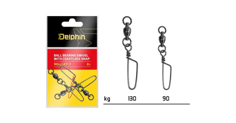 Koupit Online Delphin Karabinka S Obratlíkem Ball Bearing Swivel With Coastlock Snap 3 ks - Nosnost 130 kg
