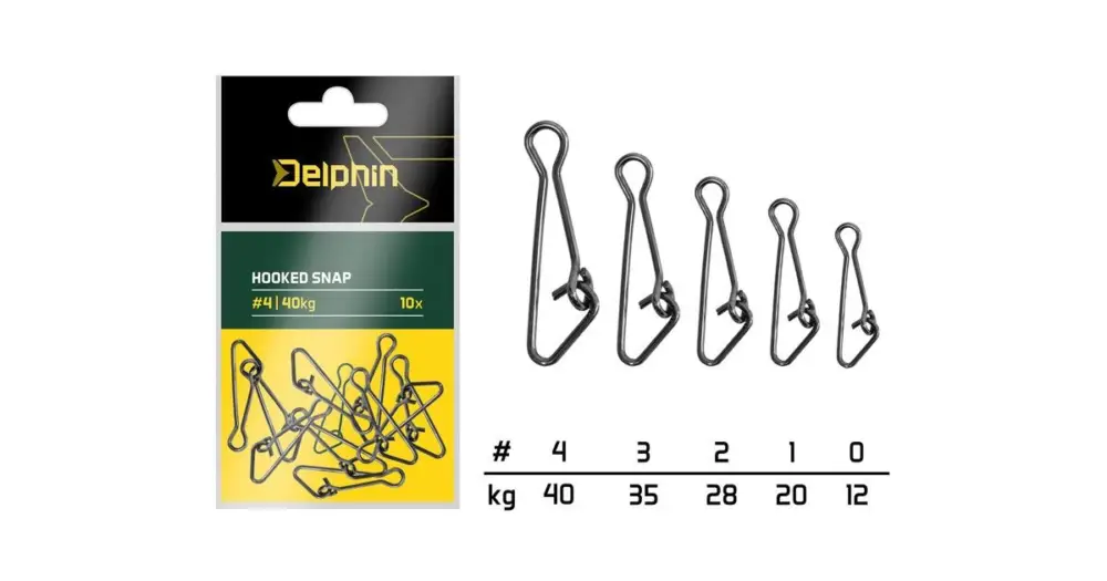 Delphin Karabinka Hooked Snap 10 ks - Velikost 2 Nosnost 28 kg Ověřený
