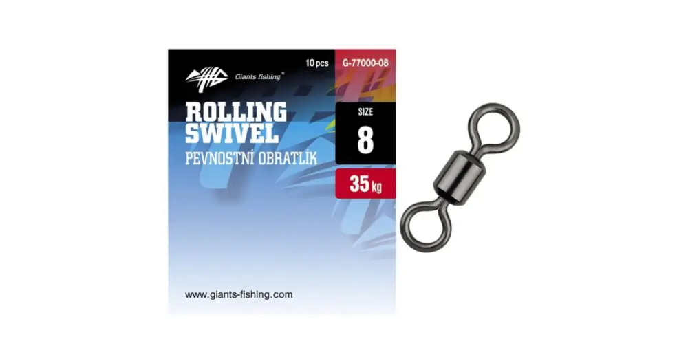 Giants Fishing Pevnostní Obratlík Rolling Swivel 10 ks - Velikost 8 Nosnost 35 kg Nízká Cena