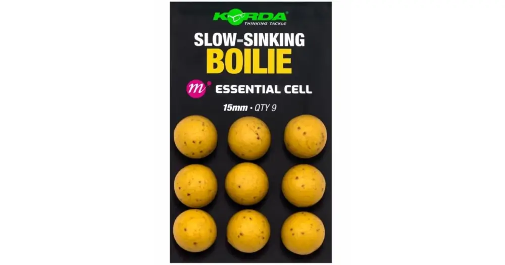 Korda Plastic Wafter Slow-Sinking Boilie Essential Cell - 15 mm 9 ks Víkendová Akce