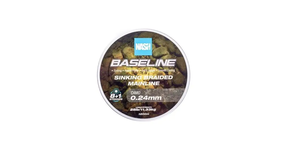 Nash Splétaná Šňůra Baseline Sinking Braid Camo 1200 m - 0,24 mm 11,33 kg Levný