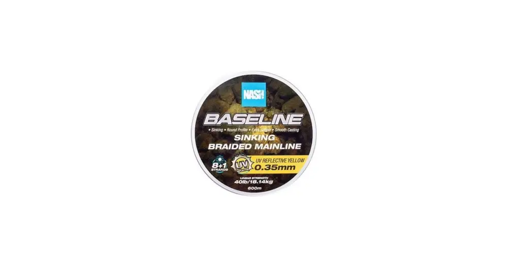 Akční Cena Nash Splétaná Šňůra Baseline Sinking Braid UV Yellow 600 m - 0,35 mm 18,14 kg