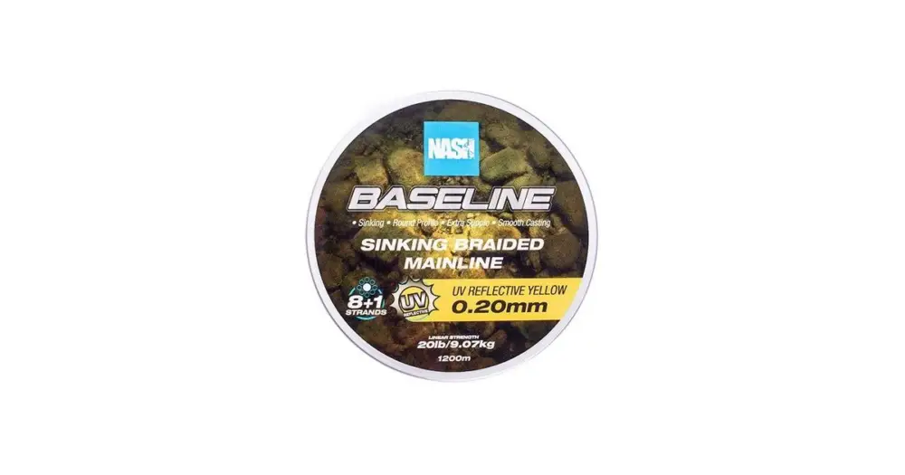 Nash Splétaná Šňůra Baseline Sinking Braid UV Yellow 1200 m Omezená Nabídka