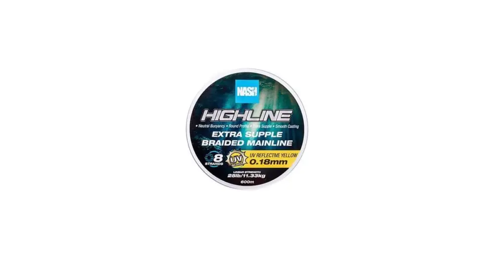 Poslední Šance Nash Splétaná Šňůra Highline Extra Supple Braid UV Yellow 600 m - 0,18 mm 11,33 kg