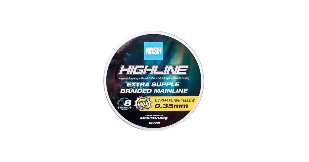 Cenová Bomba Nash Splétaná Šňůra Highline Extra Supple Braid UV Yellow 1200 m - 0,35 mm 18,14 kg