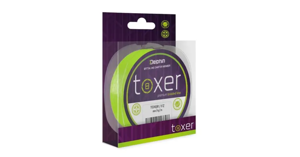 Aktuální Delphin Splétaná Šňůra Toxer Fluo Zelená - 0,16 mm 7,7 kg 150 m