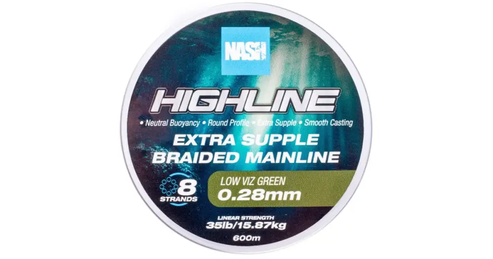 Nejlepší Volba Nash Splétaná Šňůra Highline Extra Supple Braid Green 600 m - 0,28 mm 15,87 kg