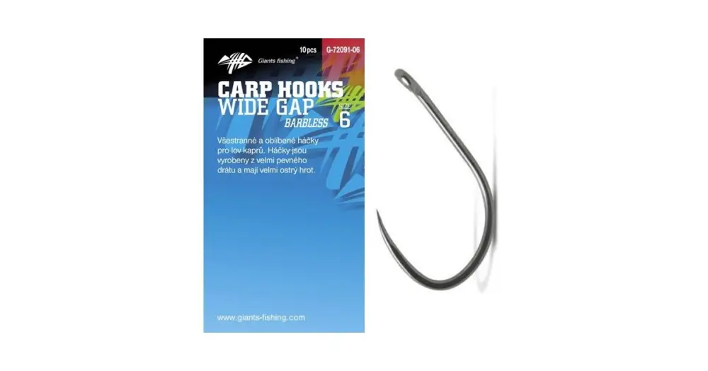 Ihned K Objednání Giants Fishing Háček Carp Hooks Wide Gape Bez Protihrotu 10 ks - Velikost 8