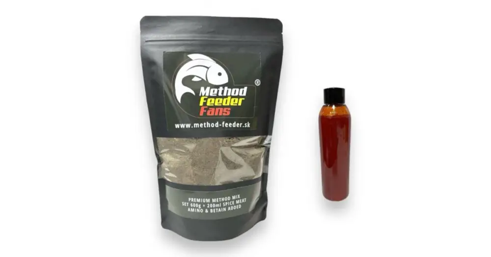 Hit Sezóny Method Feeder Fans Premium Method Mix Set 600 g + 200 ml Booster - Spice Meat