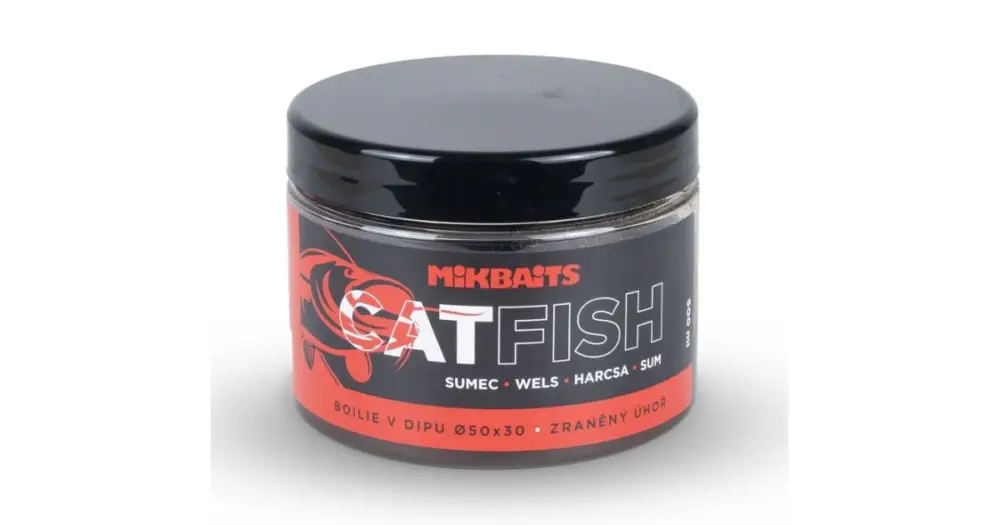 Mikbaits Boilie V Dipu Catfish Játra Halibut 500 ml - 50x30 mm Finální Výprodej