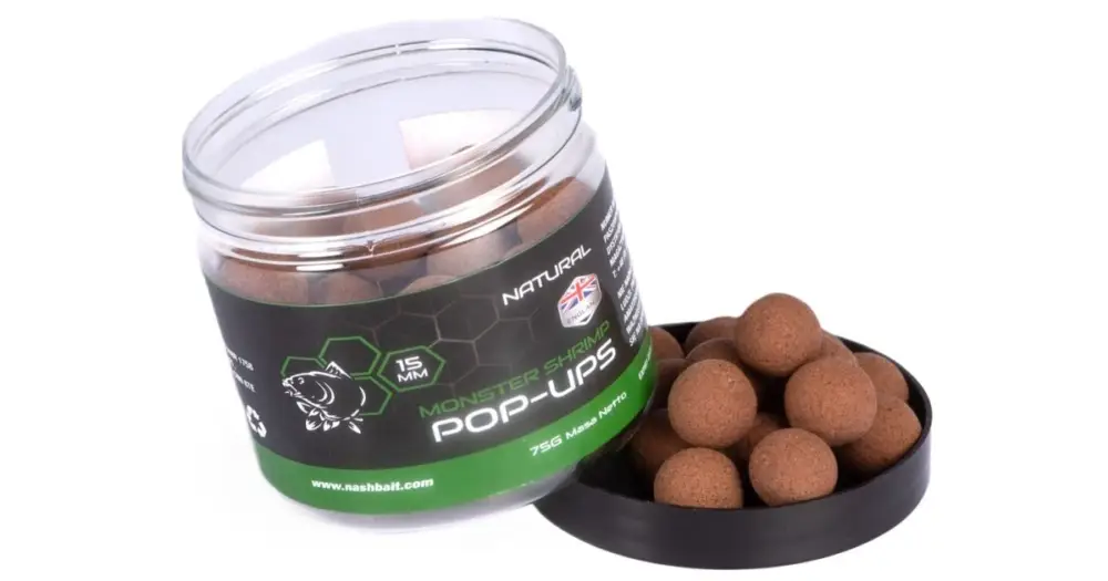 Nash Plovoucí Boilie Pop Ups Monster Shrimp Natural 75 g Speciální Cena