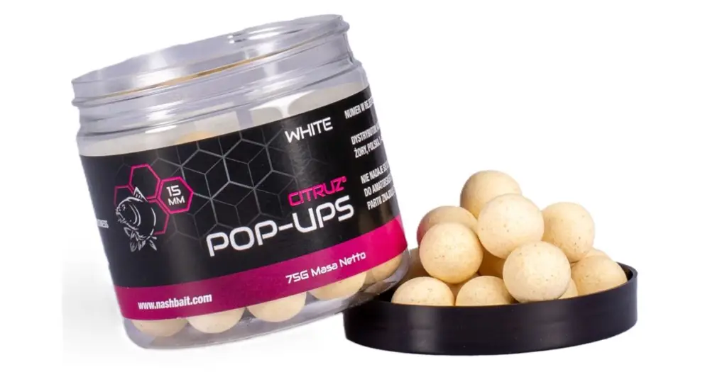 Nejprodávanější Nash Plovoucí Boilie Pop Ups Citruz White 75 g - 12 mm