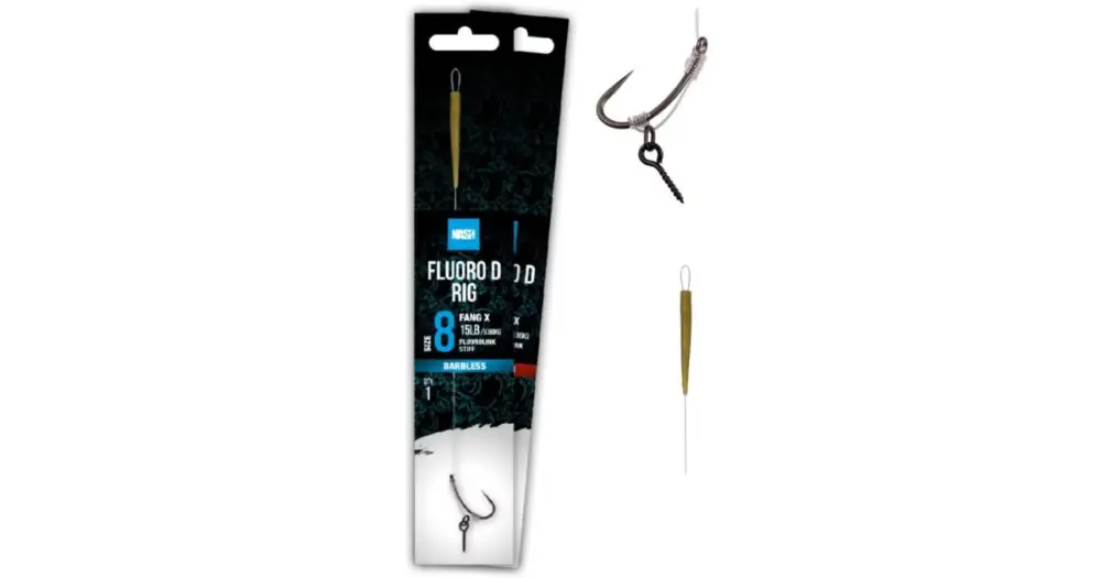 Nash Návazec Fluorocarbon D-Rig Barbless - Velikost Háčku 4 Finální Výprodej