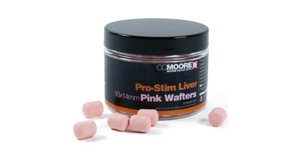 Nakupujte Hned CC Moore Vyvážené Boilie Dumbels Wafters Pro-Stim Liver Pink 10x15 mm