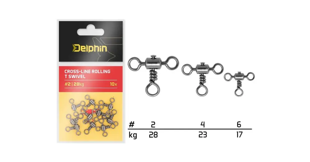 Akční Nabídka Delphin Obratlík Cross-Line Rollin T Swivel 10 ks - Velikost 6 Nosnost 17 kg