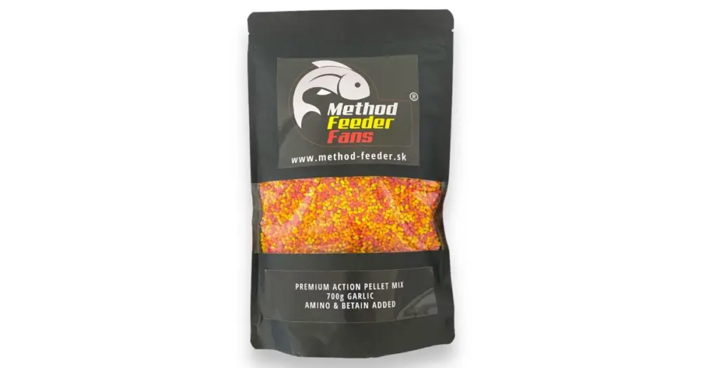 Novinka Method Feeder Fans Pelety Premium Action Fluo Pellet 700 g - Česnek