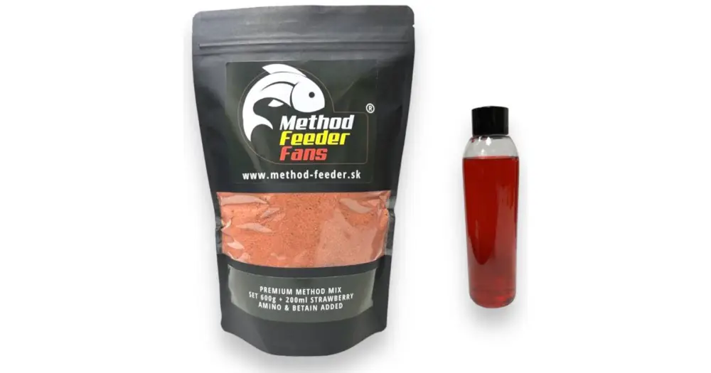 Nejlepší Cena Method Feeder Fans Premium Method Mix Set 600 g + 200 ml Booster - Jahoda