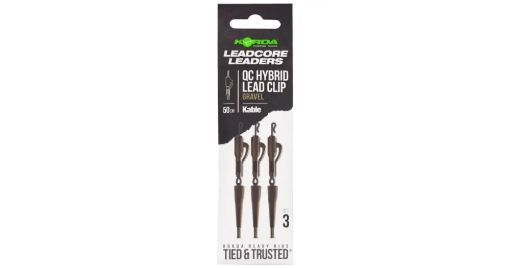 Cenová Bomba Korda Montáž Kable Leadcore Leader Hybrid Lead Clip QC Swivel 50 cm - Gravel
