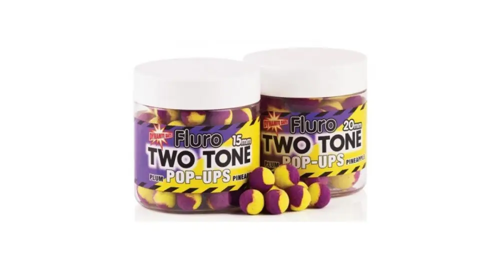 Dynamite Baits Boilies Fluoro Two Tone Pop-Ups Plum & Pineapple-15 mm Pouze Dnes