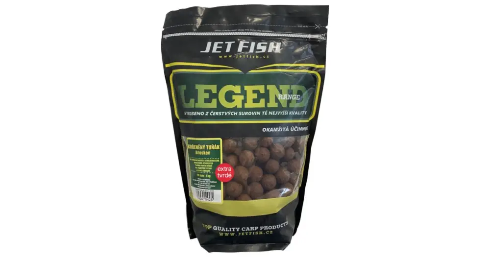 Jet Fish Extra Tvrdé Boilie Legend Range Kořeněný Tuňák Broskev 250 g - 24 mm Horká Nabídka