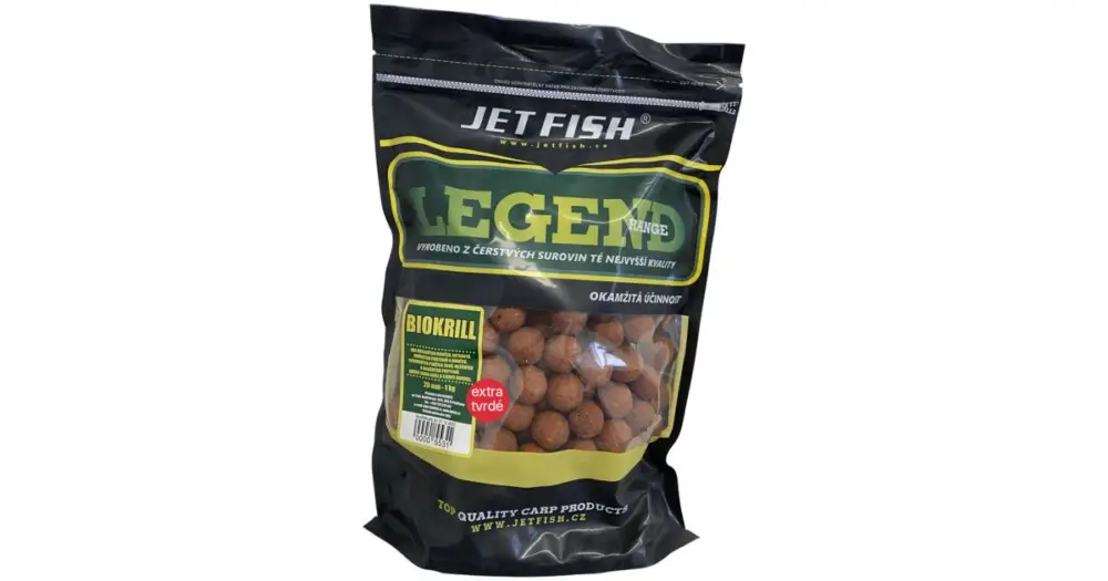 Originální Jet Fish Extra Tvrdé Boilie Legend Range Biokrill 24 mm 250 g