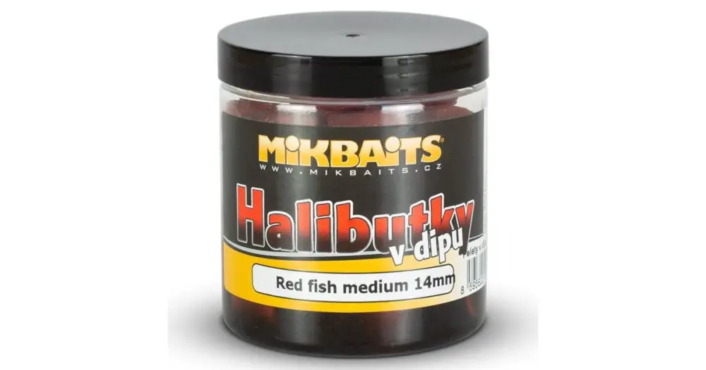 Mikbaits chytací halibutky v dipu 14 mm 250 ml-Red Fish Medium Vrácení Zdarma