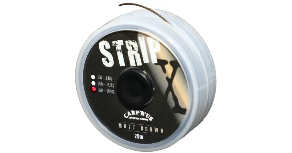 Carp´R´Us Potahovaná šňůrka Carp´R´Us - Strip-X 20 m Brown-Nosnost 25 lb 11,3 kg Aktuální