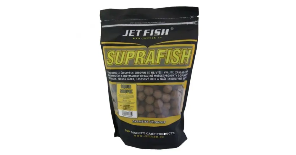 Bezpečná Platba Jet Fish Boilie Supra Fish 1 kg 2+1 - Squid Scopex 20 mm
