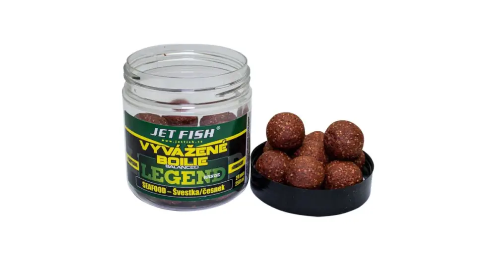 Odeslání Ihned Jet Fish Vyvážené Boilie Legend Range Seafood Švestka Česnek 250 ml - 20 mm