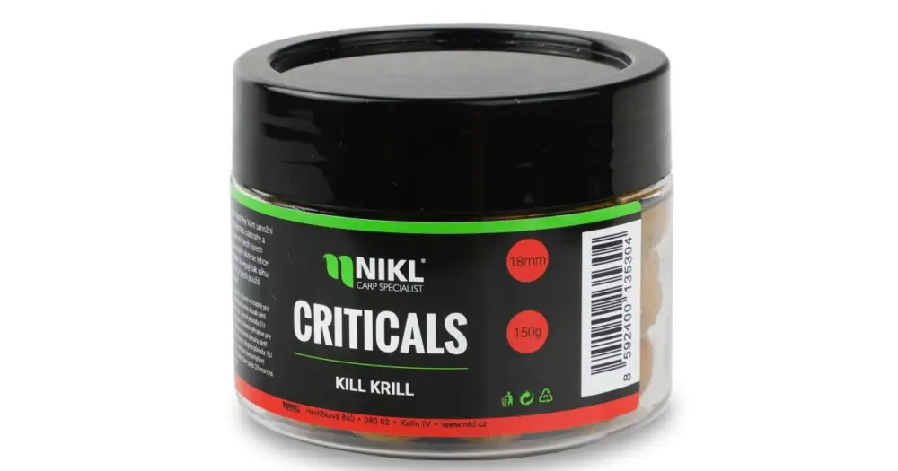 Bezpečná Platba Nikl Boilie Criticals Kill Krill 150 g - 20 mm