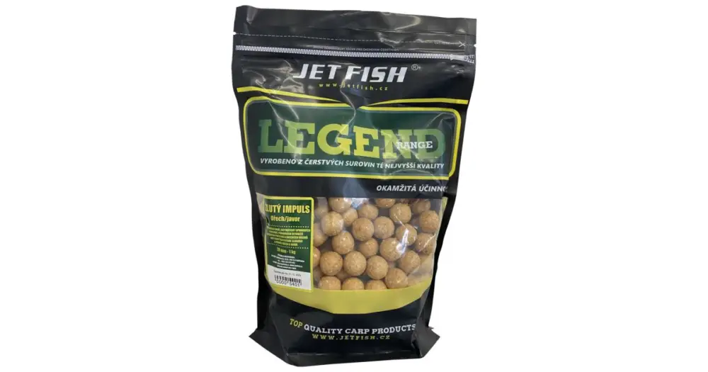 Jet Fish Boilie Legend Range Žlutý Impuls Ořech Javor-220 g 16 mm Oblíbený