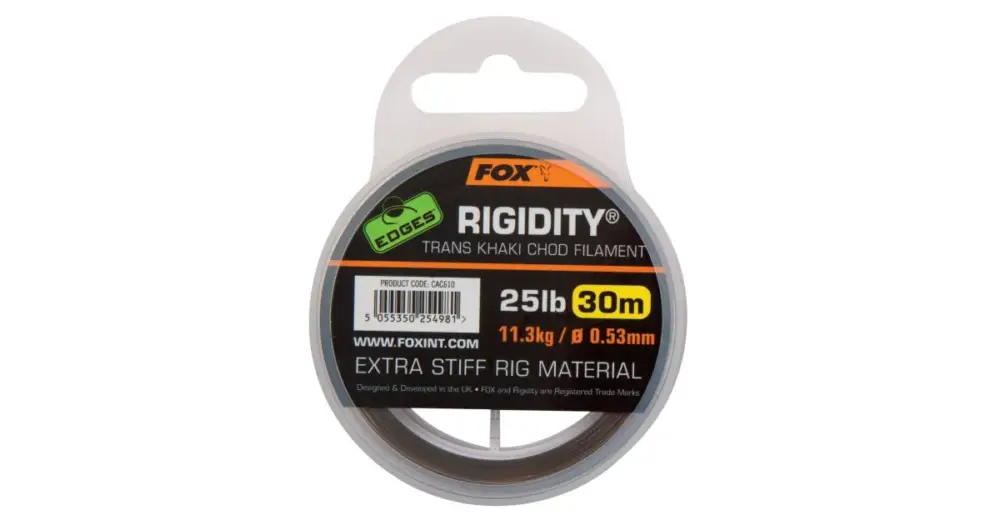 Nejprodávanější Fox Návazcový Vlasec Edges Rigidity Chod Filament 30 m Trans Khaki-Průměr 0,53 mm / Nosnost 11,3 kg