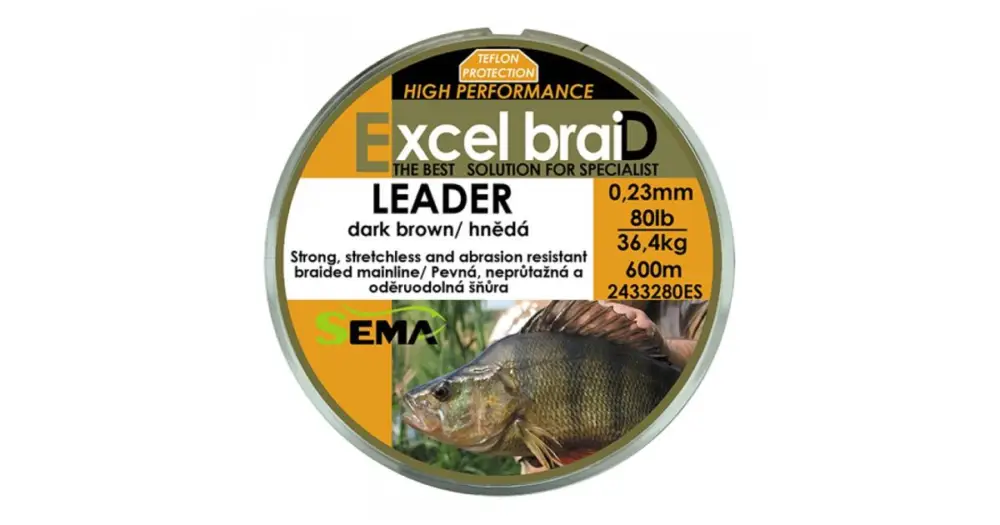 Sema Splétaná Šňůra Leader Hnědá-Průměr 0,19 mm / Nosnost 50 lb / Návin 600 m Bezpečná Platba
