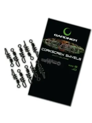 Značkový Gardner Obratlíky Covert Corkscrew Swivels Vel. 8 10 ks