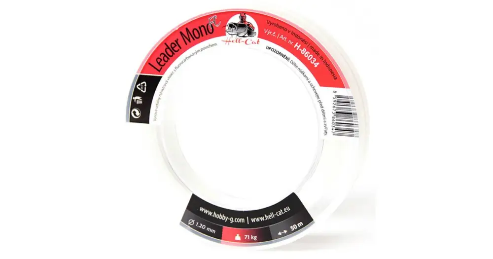 Hell-Cat Vlasec Návazcový Leader Mono FC 50 m-Průměr 1,20 mm / Nosnost 71 kg Expresní Doručení