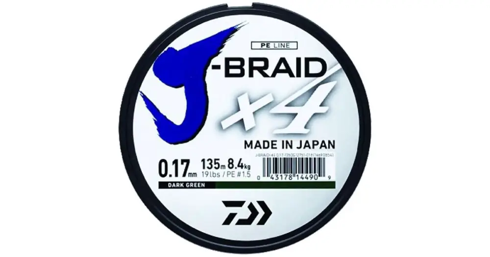Daiwa Splétaná Šňůra J-Braid 4 Tmavě Zelená 135 m-Průměr 0.10 mm / Nosnost 3,8 kg Sezónní Sleva