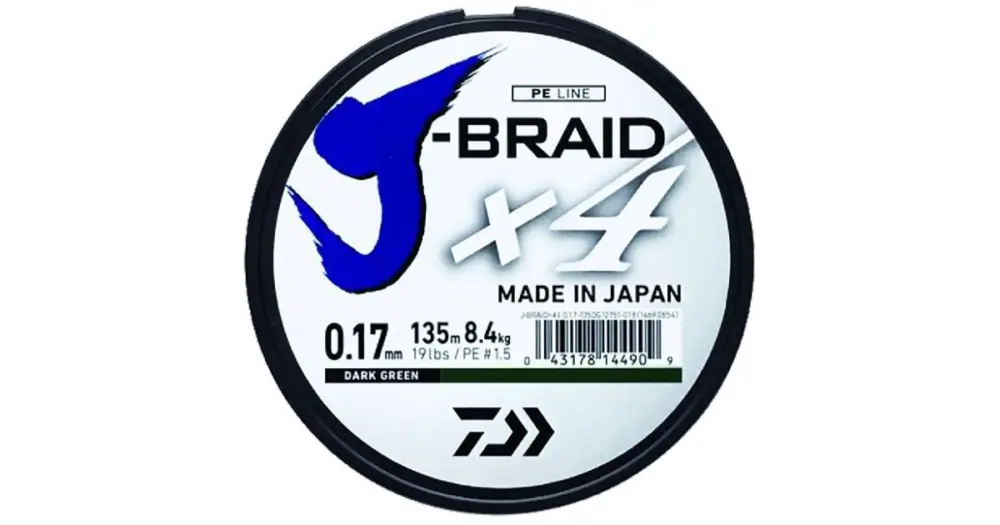 Autentický Daiwa Splétaná Šňůra J-Braid 4 Žlutá 135 m-Průměr 0,25 mm / Nosnost 14,4 kg