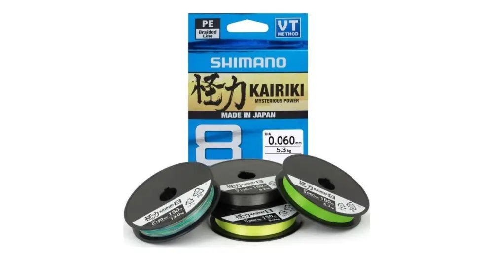Sezónní Sleva Shimano Splétaná Šňůra Kairiki 8 Zelená 150 m-Průměr 0,19 mm / Nosnost 12 kg