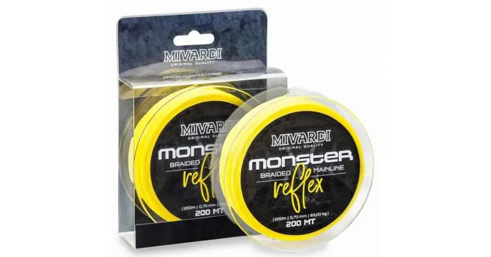 Mivardi Splétaná Šňůra Monster Reflex Braid 200 m Žlutá-Průměr 0,60 mm Horká Nabídka