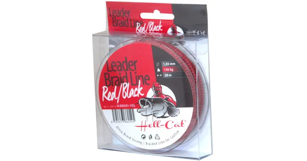 Pouze Dnes Hell-Cat Návazcová Šňůra Leader Braid Line Red Black 20 m-Průměr 1,55 mm / Nosnost 150 kg