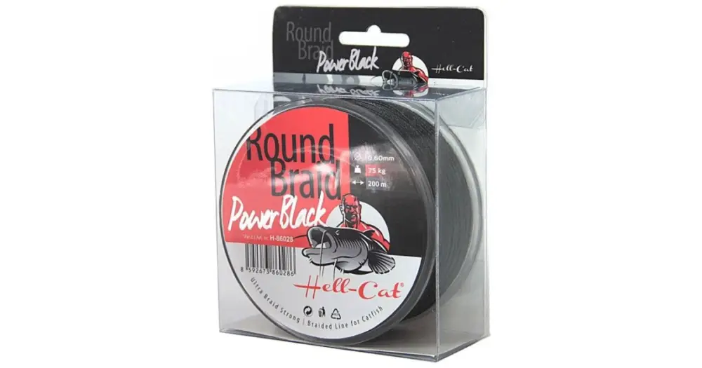 Jen Po Omezenou Doba Hell-Cat Splétaná Šňůra Round Braid Power Black 200 m-Průměr 0,50 mm / Nosnost 57,50 kg