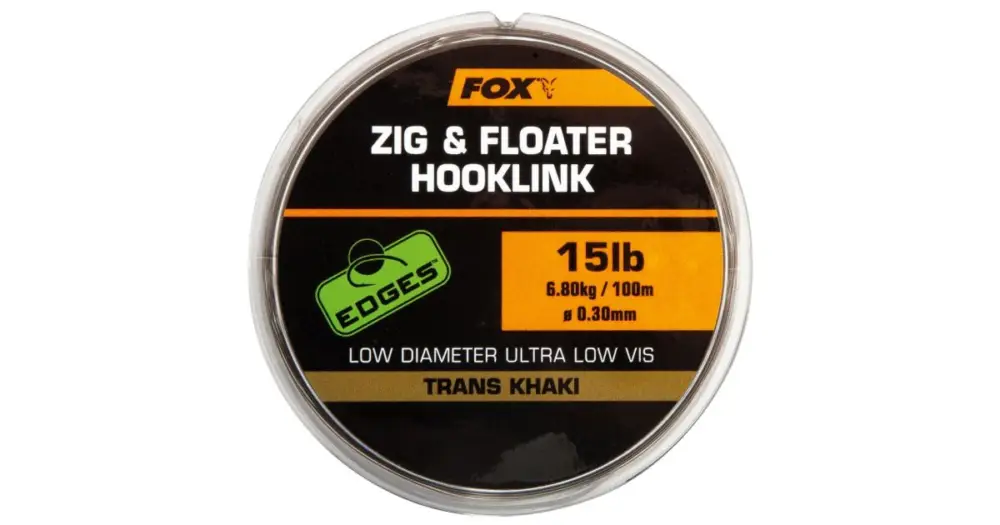 Fox Edges Zig & Floater Hooklink Trans Khaki 100 m-Průměr 0,30 mm / Nosnost 6,8 kg Aktuální