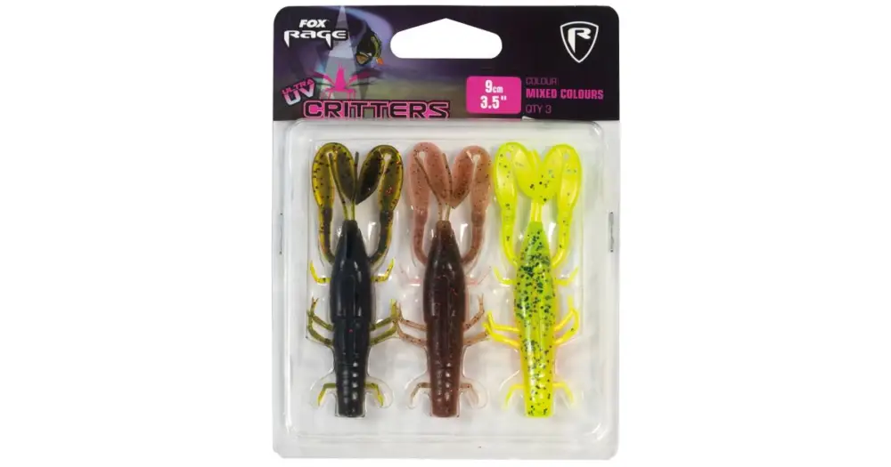 Fox Rage Gumová Nástraha Critters Mixed UV Colour Packs 3 ks-Délka 9 cm Cenově Výhodný